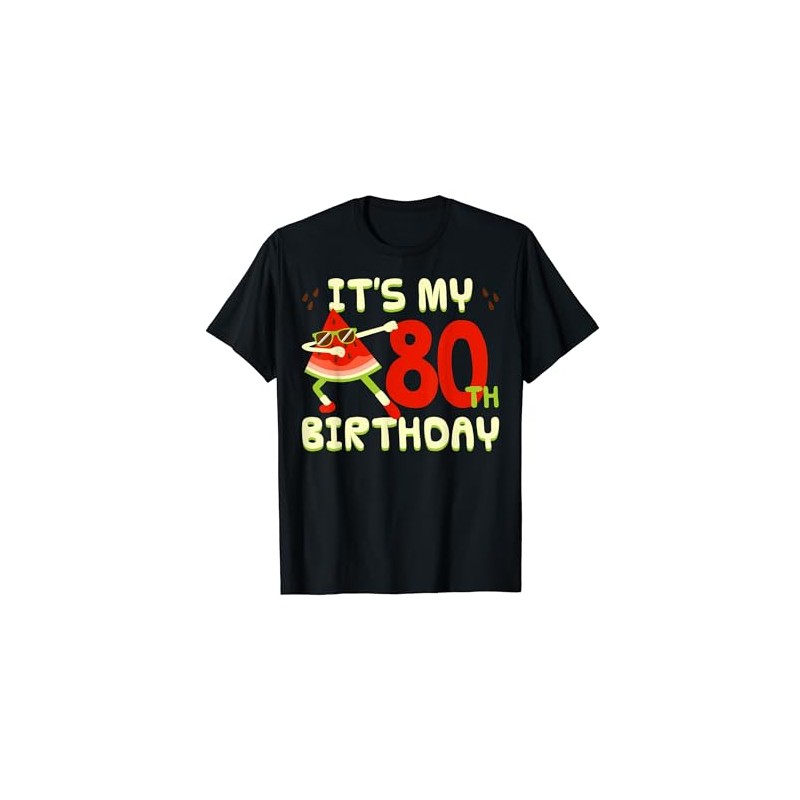 Watermelon 80th Birthday Party Dabbing Fruit Sunglasses T-Shirt