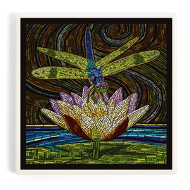 Dragonfly, Paper Mosaic (Absorbent Ceramic Coaster, Single, Cork Back, Kitchen Table Decor)