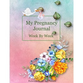 My Pregnancy Journal Week By Week: Pregnancy Journal Baby Book Planner and Organizer, Cute Floral Cover With Stork
