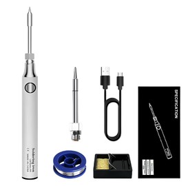Vegena Soldering Iron Set, Wireless Soldering Iron with Soldering Iron Tips, Soldering Wire, Soldering Iron Stand, Charging Cable, Soldering Kit with Temperature Adjustable 330-450°C, for Electrical
