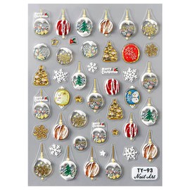 Glitter Gold Snowflakes Nail Stickers Christmas Nail Stickers 5D Acrylic Jelly Christmas Nail Stickers Winter Nail Design Christmas Bells Snowman Nail Art Accessories Christmas Nail Art Stickers