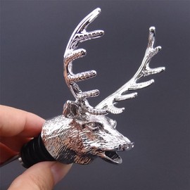 Jsacemxi Wine Pourer Wine Aerators Stainless Deer Stag Head Wine Pourer Stags Head Bottle Pourer Unique Gift Ideas Bar Accessories Birthday and Wedding Christmas Gifts (Silver white)