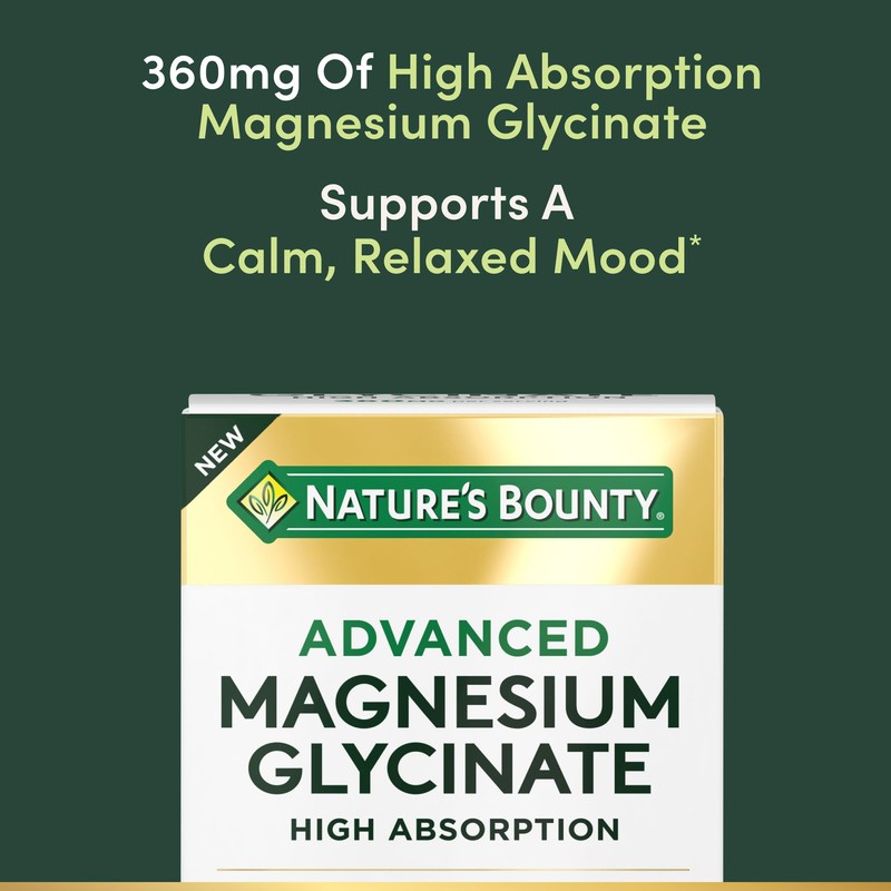 Nature's Bounty Calm Magnesium Glycinate Supplement - High Absorption Magnesium