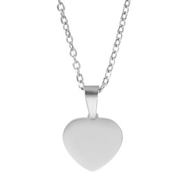 sourcing map Stainless Steel Heart Pendant Necklace for Men and Women, Stamping Blank Engravable Charm Pendant Necklace Jewelry Gifts for Birthday Valentine's Day(0.6", Silver)