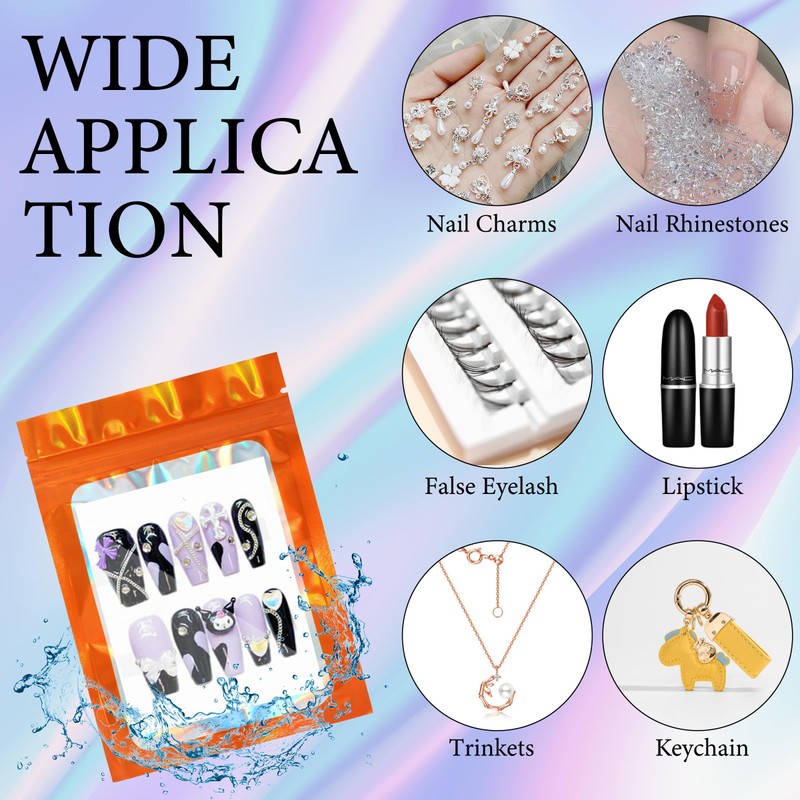 Qenk 201PCS Press on Nail Packaging Bag, Nail Bags for