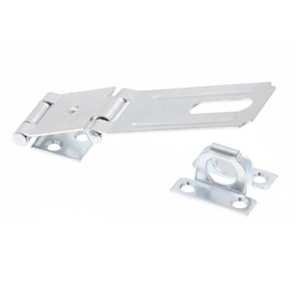 Prime-Line U 117130 Door and Gate Double Safety Hasp Hinge Latch with Fixed Staple 3-1/2 inch with Screws Zinc Plated (Single Pack)