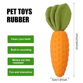 Shengxi Quietschendes Hunde Kauspielzeug Karotte Hundespielzeug Gummi Hunde Zahnreinigungs Spielzeug für Aggressive Kauer Unzerstörbares Interaktives Hundespielzeug für Alle Rassengrößen
