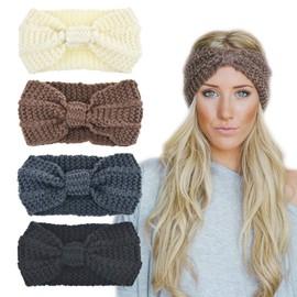 DRESHOW Knit Crochet Headband for Women Ear Warmer Soft Turban Stretch Headbands Warmer Winter Running Fashion Head Wrap Winter Accessories