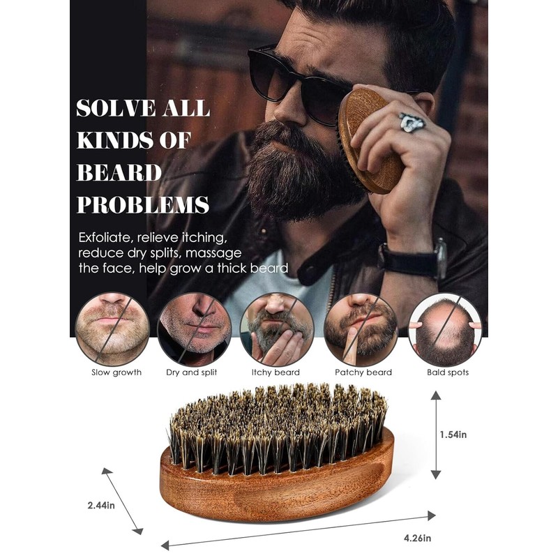 Bituemly Beard Brush, Natural Boar Bristles Beard Brush for Men