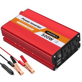 TAGEEBLU 500 W（1000 Peak） Power Inverter 12V DC to 110V AC Car Plug Adapter Converter with LCD Display Dual USB 2 AC Outlets Car Charger for Laptop Computer, Phone，Road Trip Camping Essentials.