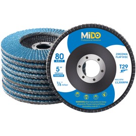 MIDO Professional Abrasive Flap Discs 125mm 10 PCS 80 Grit Abrasive Flap Disc Type 29 Grinding Discs Sanding Discs for Angle Grinder to Sanding Grinding Metal Wood