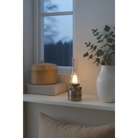 IKEA STRÅLA LED Table Lamp – Battery Operated, Glass, Dark Gray, 7.5" Modern Hom