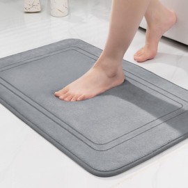 chakme Non-Slip Bath Mat, Bathroom Rug, Soft Bath Mat, Absorbent Bath Mat, Shower Mat, Floor Mat for Bathroom, Grey, 43 x 61 cm