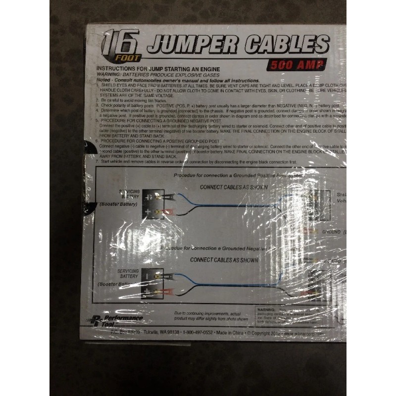 tools Performance Tools W1672 16 Foot Jumper Cables 500amp Max