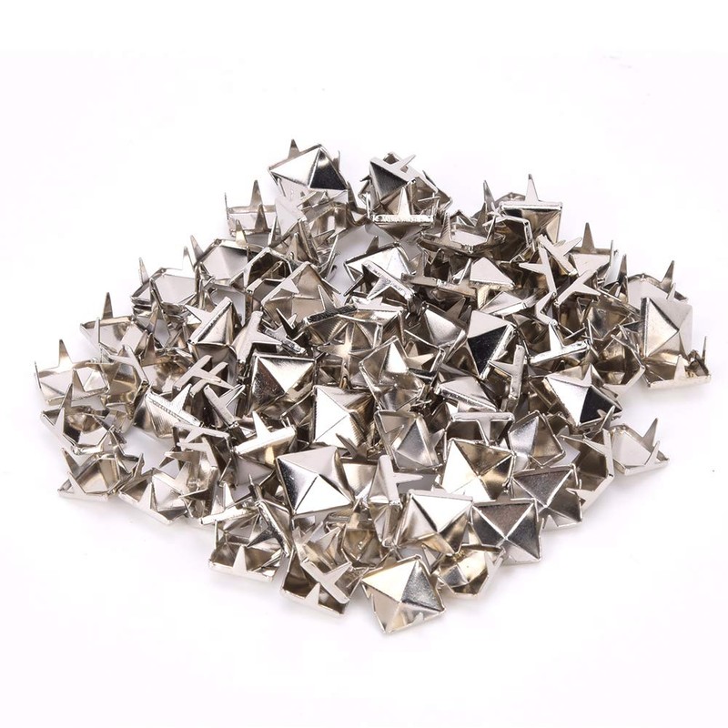 Pack of 100 9 mm Square Rivets, Pyramid-Shaped Punk Rivet