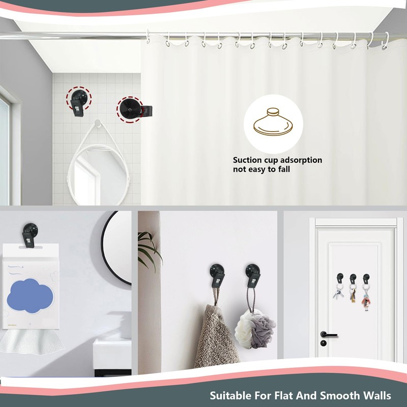 Sekonow 8Pcs Suction Cup Clips, Shower Curtain Clips Windproof Splash