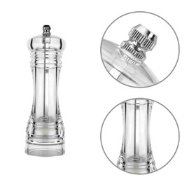 Transparent Spice Mill, Acrylic Pepper Mill, Salt Mill, Manual with Adjustable Ceramic Grinder, for Spices, Pepper, Salt and Chili