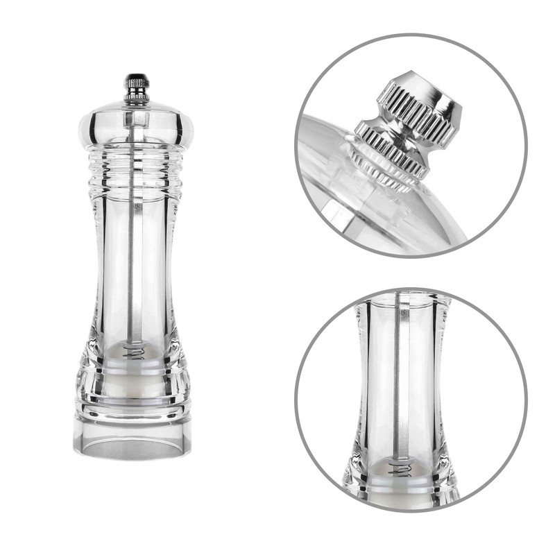 Transparent Spice Mill, Acrylic Pepper Mill, Salt Mill, Manual with