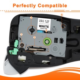 Labelwell 9mm x 8m 3/8‘ x 26.2 Compatible Brother Tze-221 Tze221 Tz-221 Label Tape Black on White Laminated for Brother P-Touch PT H101C H110 H105 2030VP P750W E100 H101GB D210VP H101TB Printer