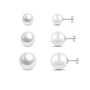 Women's 8MM 10MM 12MM High-Luster Pearl Stud Earrings Set, Flat-back