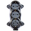 Socket fix, retro, 3-way, 16A-250V, surface-mounted, brass, thick, black, retro