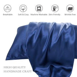 HandSun Silky Satin Pillowcase for Hair and Skin, 2 Pack Luxurious Satin Pillow Cases with Envelope Closure, Satin Pillow Shams Set of 2 King Size (20x36 Inches)