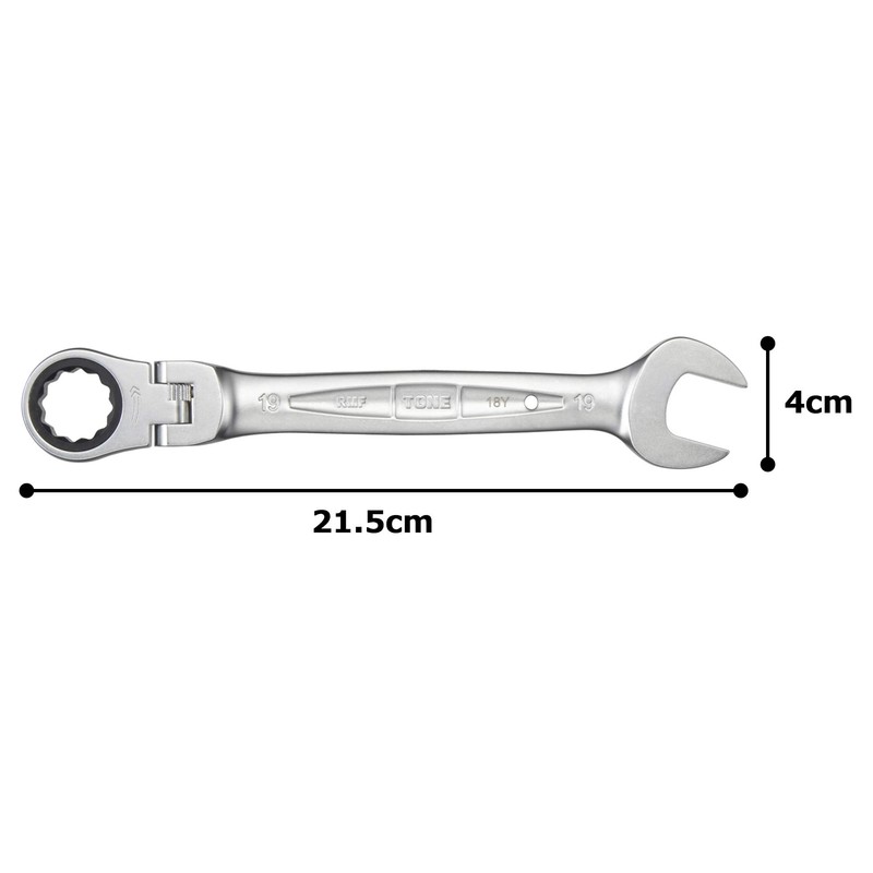 TONE RMF-19 Oscillating Ratchet Offset Wrench, Double Side Width 0.75