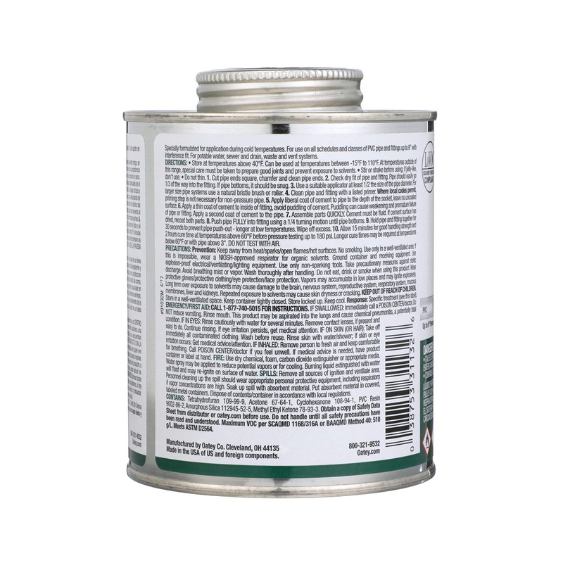 Oatey 31132 16 oz. PVC All Weather Clear Cement 10