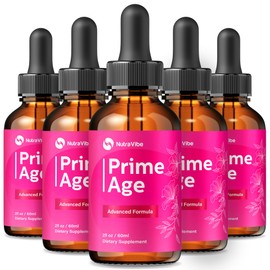 NutraVibe (5 Pack) Prime Age – PrimeAge Liquid Beauty Skin Drops for Radiance, Youthful & Healthy Glow | Premium Blend with Natural Ingredients | Beauty Formula in Easy-to-Use Dropper (150 Servings)