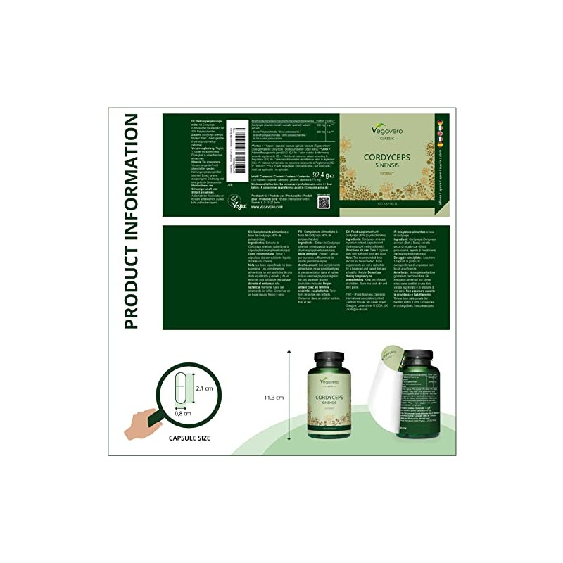 Cordyceps Sinensis Vegavero® | 650 mg (10:1) CS-4 Extract 40%