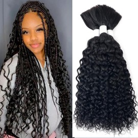 Water Wave Bulk Hair for Braiding 100g Per Pack 100% Human Hair for Micro Braids Hair No Weft Human Hair Braids Extension Natural Color 18inch