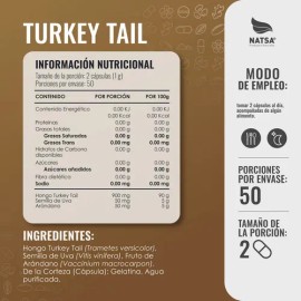 Turkey Tail, 200 Cápsulas (2 Frascos 100 Cap C/u) Sabor Natural