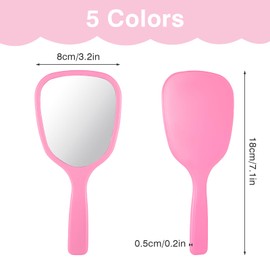 2 Pcs Small Handheld Mirror with Handle Compact Travel Makeup Mirror Portable Hand Mirror Plastic Vanity Mirror Oval Shape Cosmetic Mirror for Women Bathroom Home Camping Barber Salon Classroom