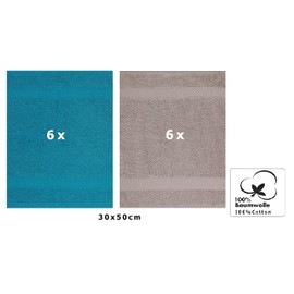Betz Palermo Guest Towel Set 100% Cotton Size 30 x 50 cm Petrol Stone Set of 12