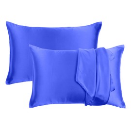 Riara Satin Pillowcase for Hair and Skin with Envelope Closure Similar to Silk Soft Breathable Silky Pillow Covers for Sleeping Pillow Case Set of 2 (Royal Blue, Standard Size (20"x26"))