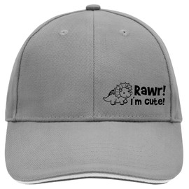 HUURAA Cappy Hat Triceratops I`m Cute Unisex Cap with Motif for All Dino Fans Gift Idea for Friends and Family, Dark grey/white