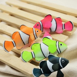 Mesee Aquarium Ornament Silicone Artificial Clownfish Set, Floating Glowing Fake Fish Saltwater Fishbowl Decoration Luminous Seafish Colorful Fish Tank Decor