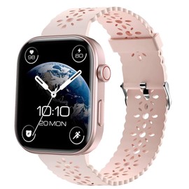 GTX13, GTX12 Smart Watches Band, Lamshaw 22mm Silicone Lace Slim Thin Hollow-Out Replacement Straps Compatible for Fitpolo GTX12, ENOMIR GTX12, Tensky GTX12, uaue T60, QXQ T60, QCOQ T60 Smart Watches (for 22mm size band, Pink)