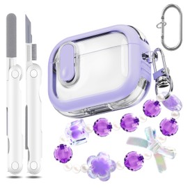 MHYALUDO for AirPods Pro Case (2023/2022/2019, 2nd/1st Gen), Compatible with Airpods Pro 2nd Generation (USB-C/Lightning Cable), Multifunctional Carry-on Bracelet with Cleaning Kit, Purple