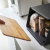 YAMAZAKI Metal Bread Box With Removable Bamboo Wooden Cutting Board