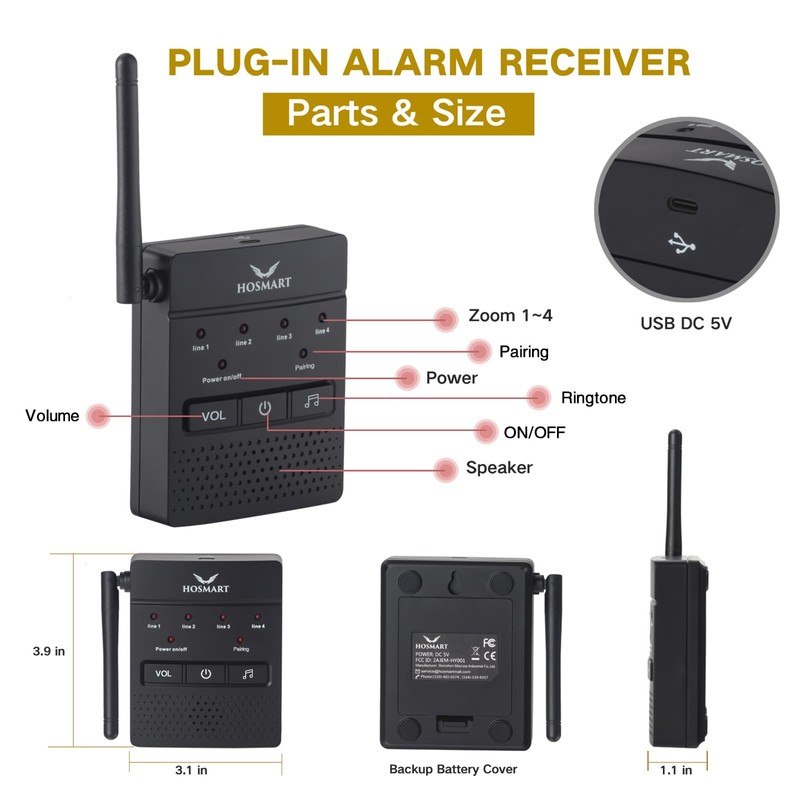 1/2 Mile Hosmart Driveway Alarm Wireless Sensor System & Driveway