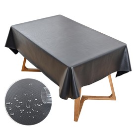 Amonsa Rectangle Tablecloth 60 x 84 inch for 6-8 Seats Waterproof, TPU Coated Spill Proof Dining Table Cloths Black
