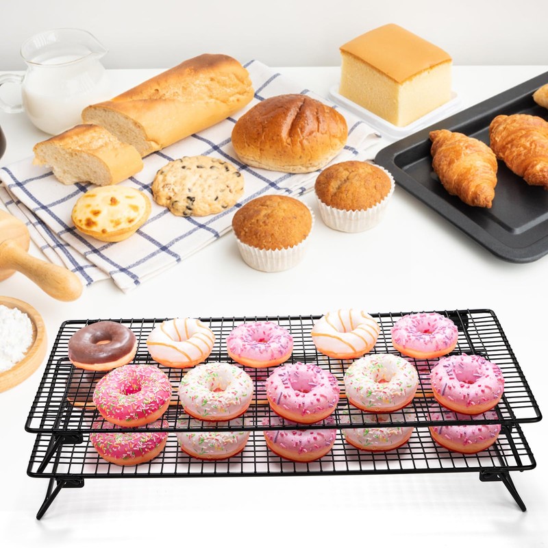 Kingrol 2-Piece Cooling Rack with Collapsible Folding Legs - for