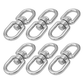 Bonsicoky M6 Double Ended Swivel Eye Hook, 304 Stainless Steel Swivel Shackle Ring Connector, 6 Pcs