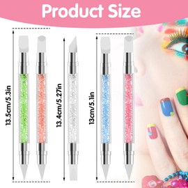 Xinjoduz 10 PCS Silicone Nail Tools, Dual Tipped Nail Polish Brushes Ombre Nail Brush Rhinestone Nail Brushes for Nail Art for Home Salon Gel Manicure Tools(5 Color)