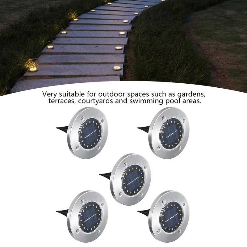 5Pcs Solar Power Underground Light Landscape Lamp 16 LED RainProof