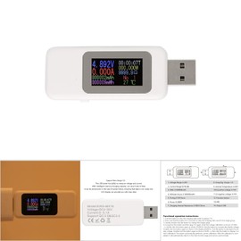 Risegun USB Tester Meter, Digital Colour Display Multimeter Voltage Tester Voltmeter Ammeter USB Tester Power Charger Detector DC 4-30V 0-5.1A (White)