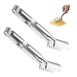 YZROHYI Set of 2 spaghetti tongs, pasta tongs, stainless steel, asparagus tongs, kitchen gripping tongs, serving tongs, kitchen tongs, ice tongs, salad tongs, metal, stainless steel tongs, buffet