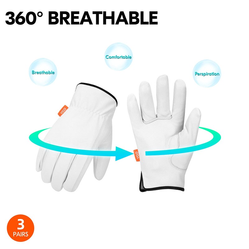 Vgo... 3Pairs Safety Leather Work Gloves Men,Gardening Gloves,Rigger Gloves,Builder Gloves(Size