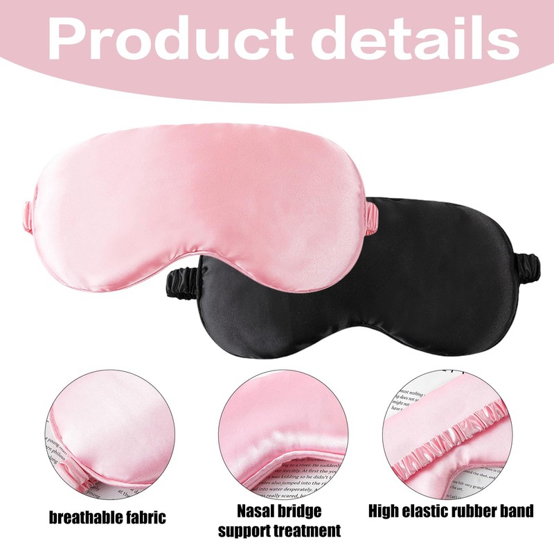 Pack of 2 Silk Sleeping Masks, Comfortable Sleeping Glasses for